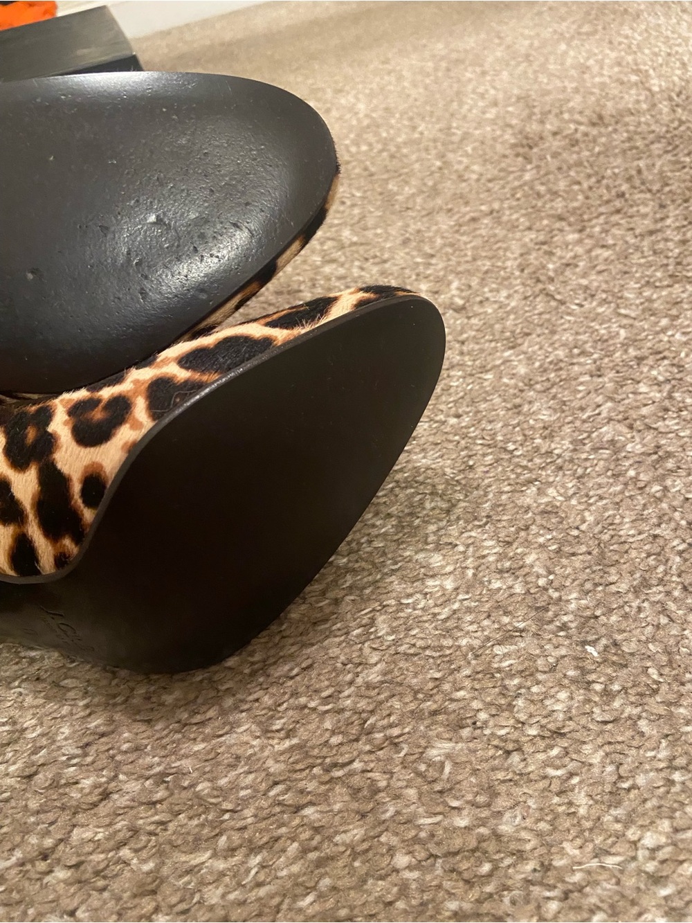 Leopard Print Mary Jane High Heels - Brown/Black - Picture 4 of 4